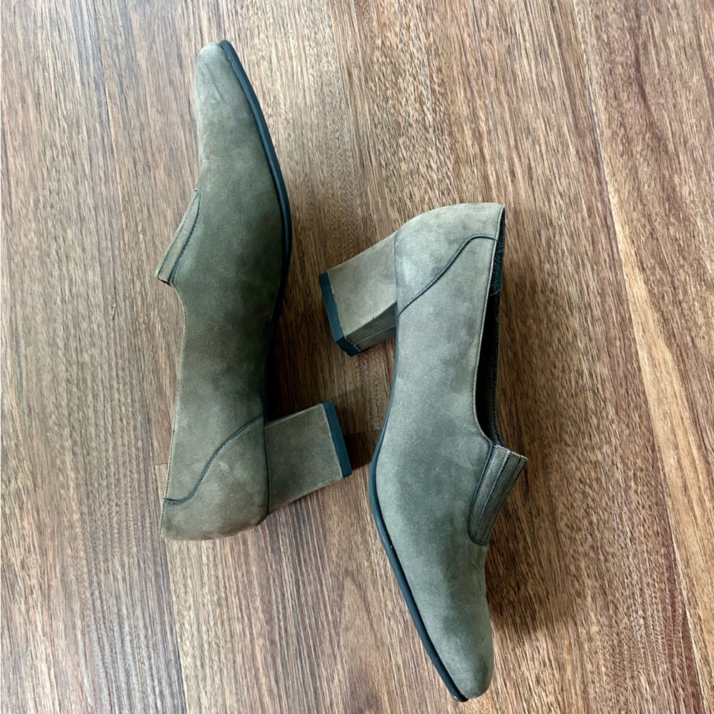 NATURALIZER Natural Flex Leather Suede Square Toe Block Heels Academia Sz 8.5 N - Picture 2 of 8